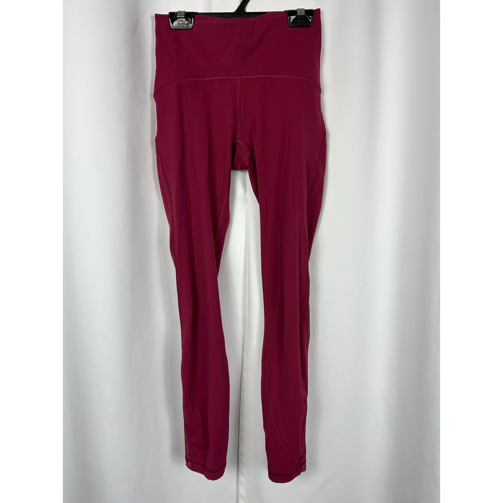 Lululemon Train Times 7/8 Pant Berry Red Mesh Panel Leggings Size 4